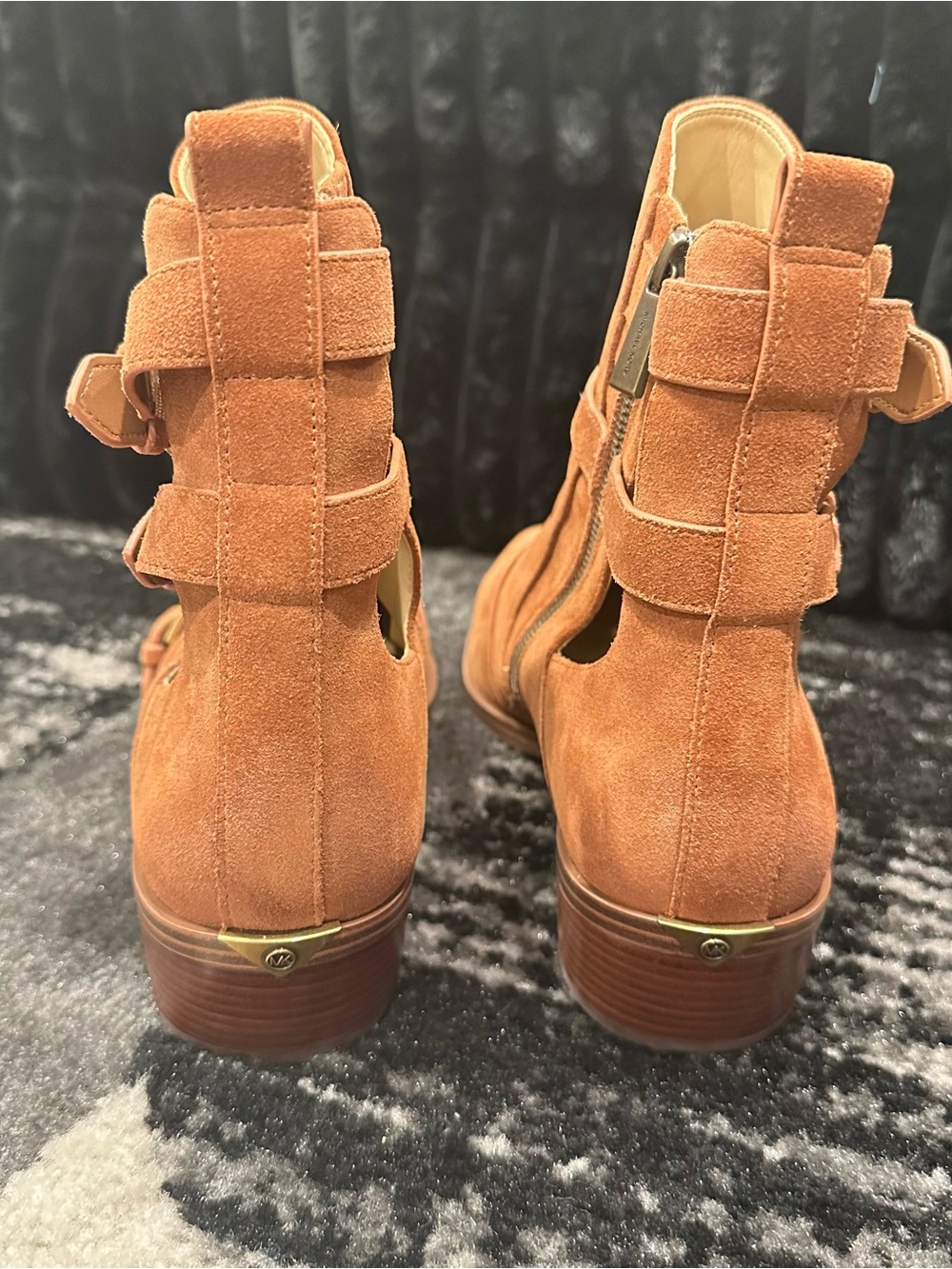 Micheal Kors Women Suede Ankle Boots with Buckle Straps - Rust - Picture 3 of 3